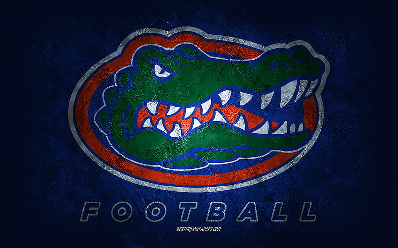 Florida Gators, American football team, blue background, Florida Gators logo, grunge art, NCAA, American football, USA, Florida Gators emblem, HD wallpaper