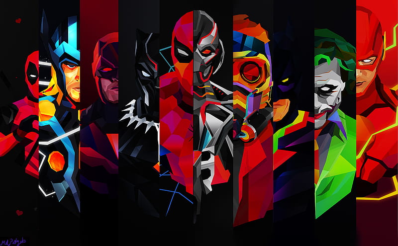 Spider Man, Batman, Joker, Deadpool, Flash, Comics, Superhero, Black Panther (Marvel Comics), Daredevil, Thor, Star Lord, Ultron, HD wallpaper