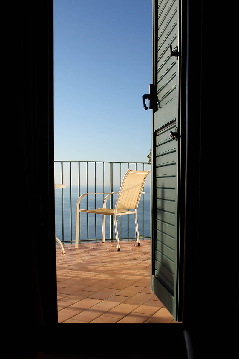 door, terrace, chair, balcony, HD phone wallpaper