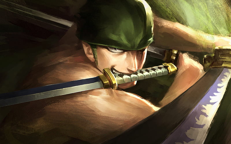 Roronoa Zoro, artwork, manga, sword, One Piece, HD wallpaper