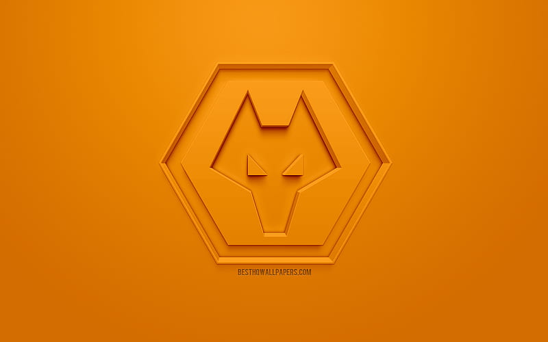 Wolverhampton Wanderers FC, Wolves, creative 3D logo, orange background, 3d emblem, English football club, Premier League, Wolverhampton, England, 3d art, football, stylish 3d logo, HD wallpaper