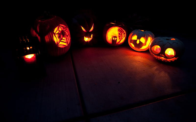 Halloween Carvings, faces, lanterns, halloween, carving, pumpkins, HD wallpaper