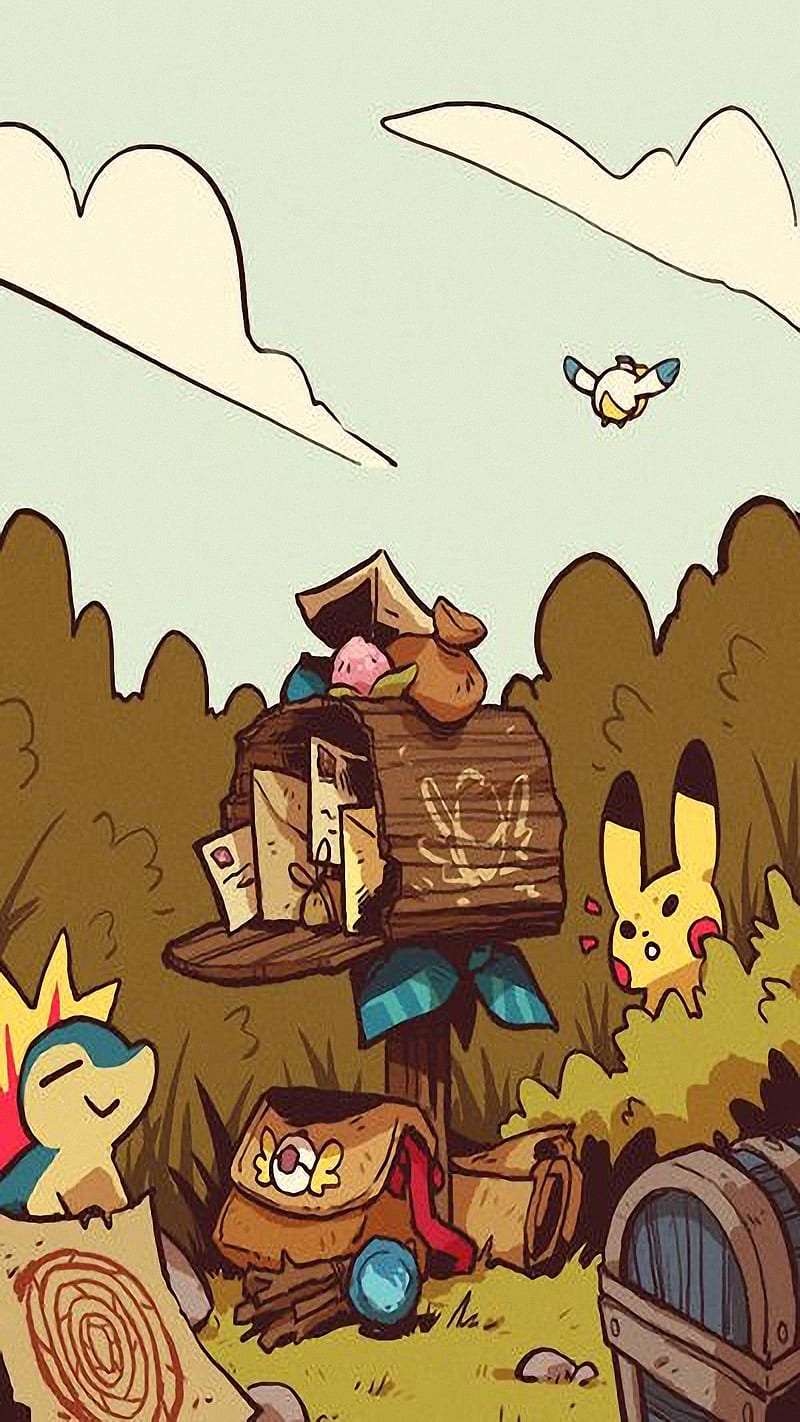 pokemon mail, cyndaquil, pikachu, wingull, HD phone wallpaper