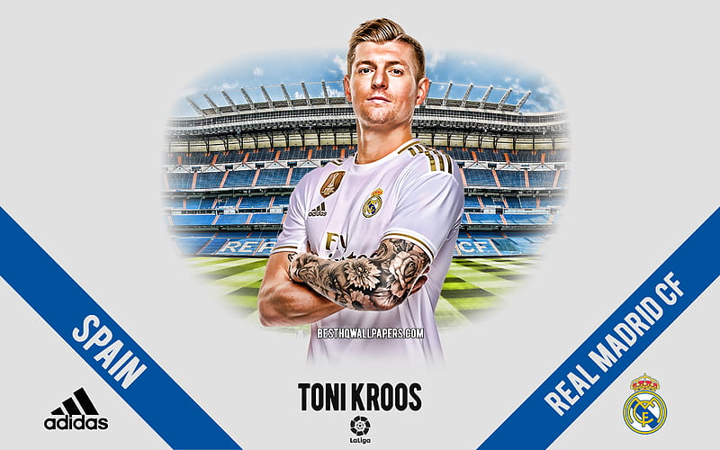 Toni Kroos, Real Madrid, portrait, German footballer, midfielder, La Liga, Spain, Real Madrid footballers 2020, football, Santiago Bernabeu, HD wallpaper