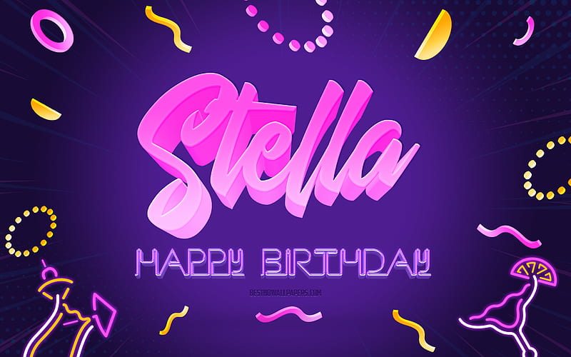 Happy Birtay Stella Purple Party Background, Stella, creative art, Happy Stella birtay, Stella name, Stella Birtay, Birtay Party Background, HD wallpaper
