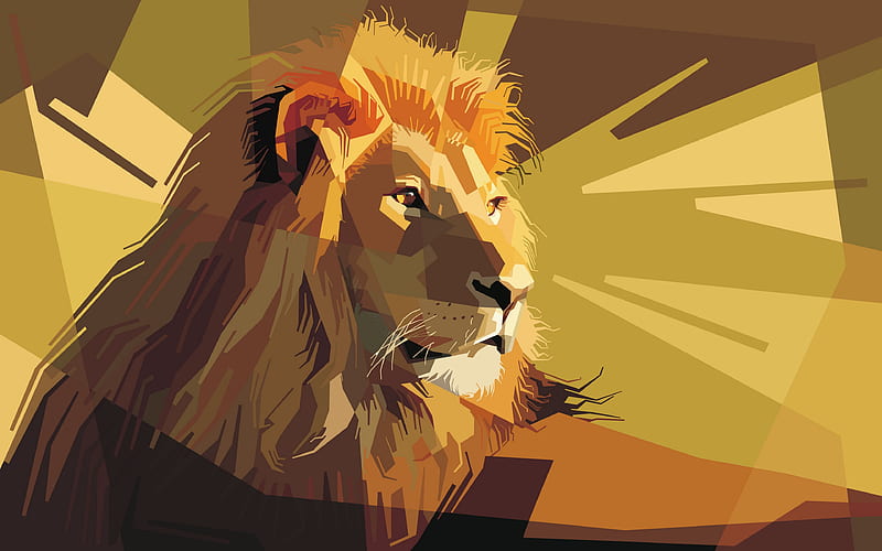 Lion, art, low poly, creative abstraction, abstract art animals, HD  wallpaper | Peakpx