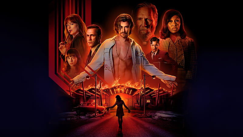 Movie, Bad Times at the El Royale, Chris Hemsworth, Dakota Johnson, Jeff Bridges, Jon Hamm, HD wallpaper