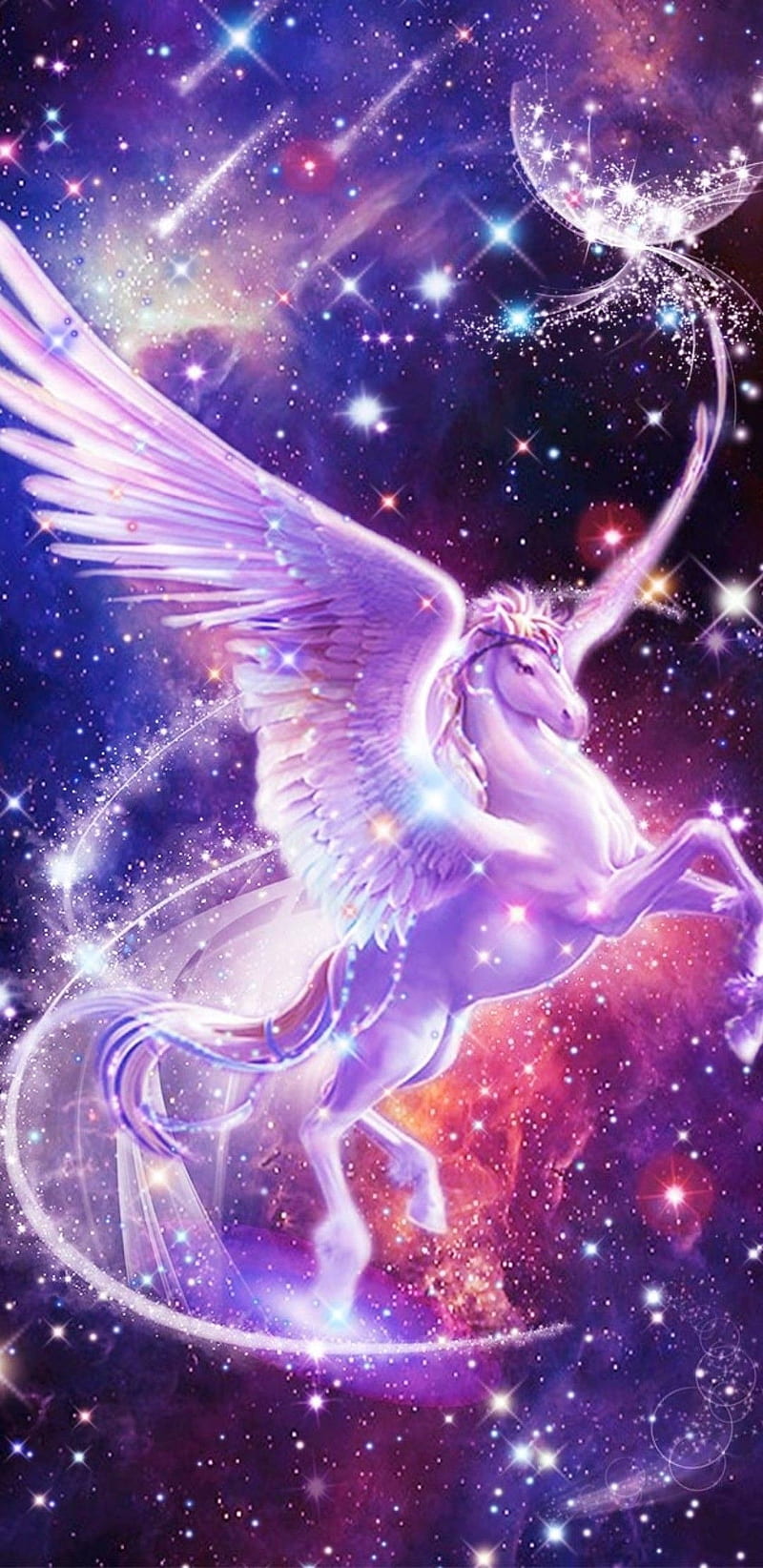 Universe Unicorn, galaxy, girly, glitter, pink, pretty, sparkle, HD phone w...