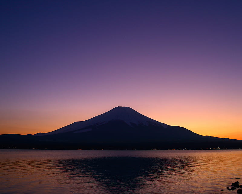 An ever changing view, mountain, japan, view, dusk, sunset, reflection, mt fuji, HD wallpaper