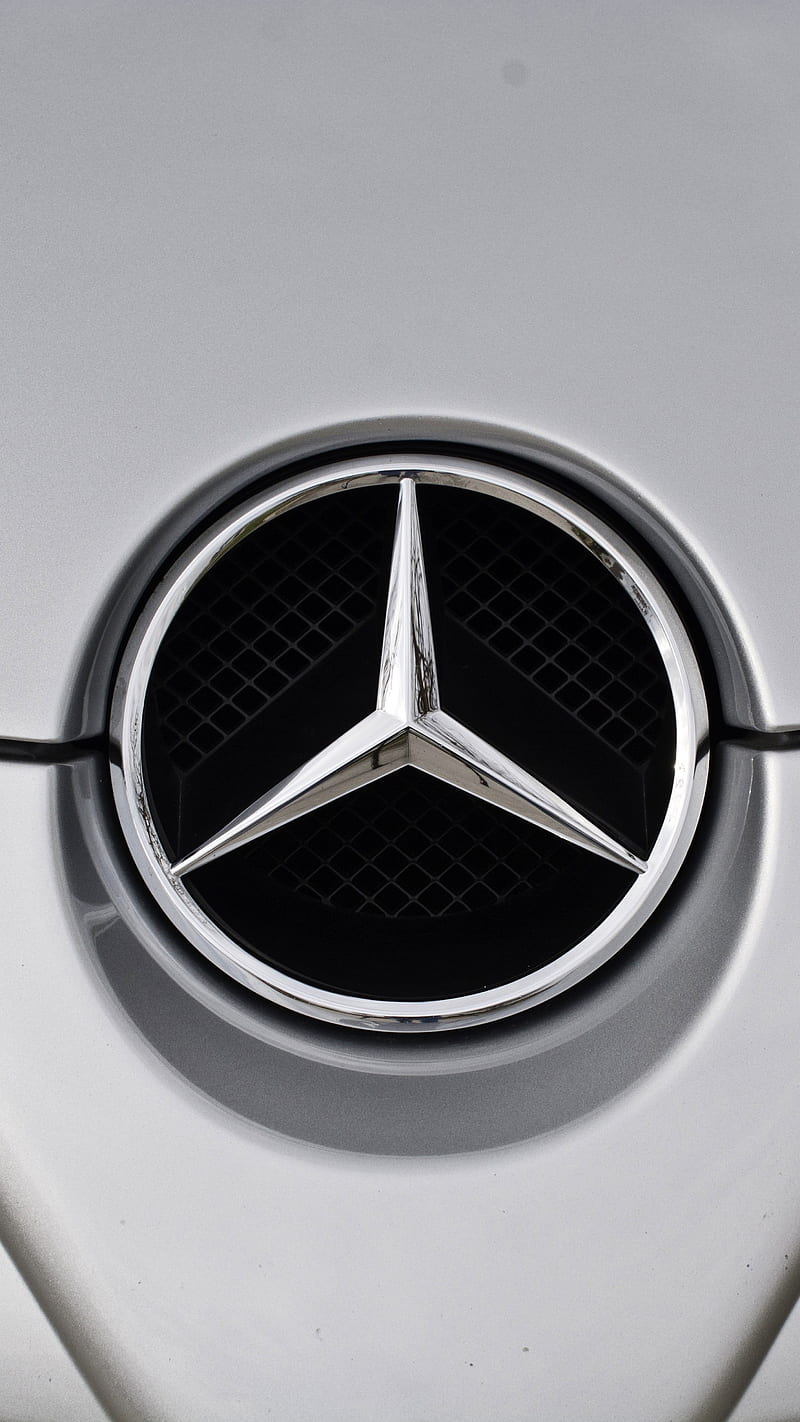 White Mercedes logo , mercedes benz, benz, tristar, car, HD phone wallpaper