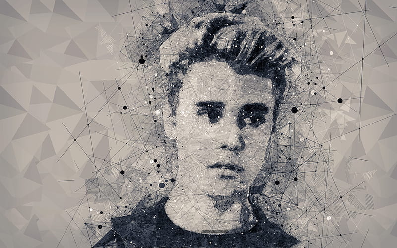 Justin Bieber, Canadian singer art portrait, geometric art, face, American star, Justin Drew Bieber, HD wallpaper