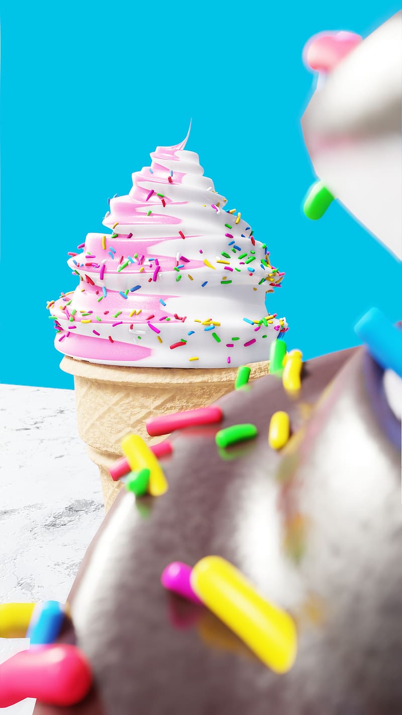 ice cream, dessert, food, bright, topping, HD phone wallpaper