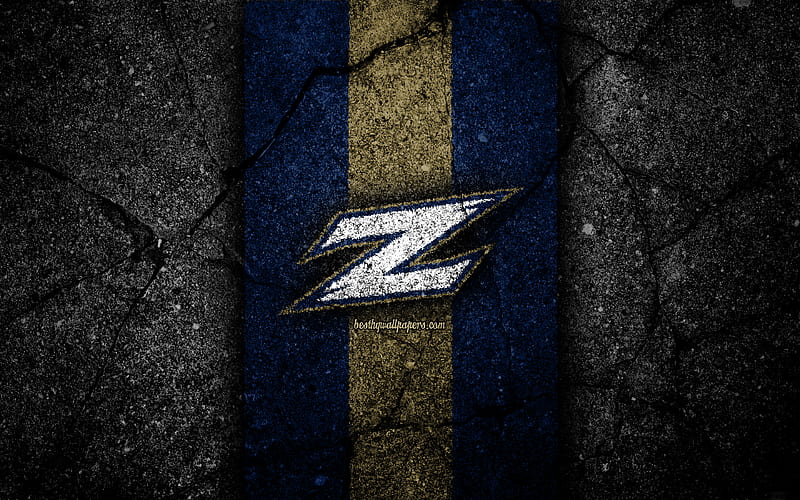 Akron Zips american football team, NCAA, blue brown stone, USA, asphalt texture, american football, Akron Zips logo, HD wallpaper