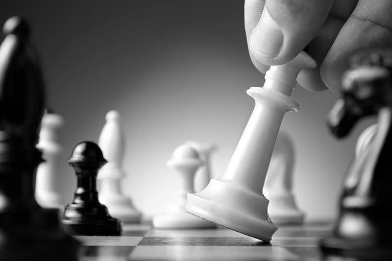 Chess, Game, Black & White, HD wallpaper