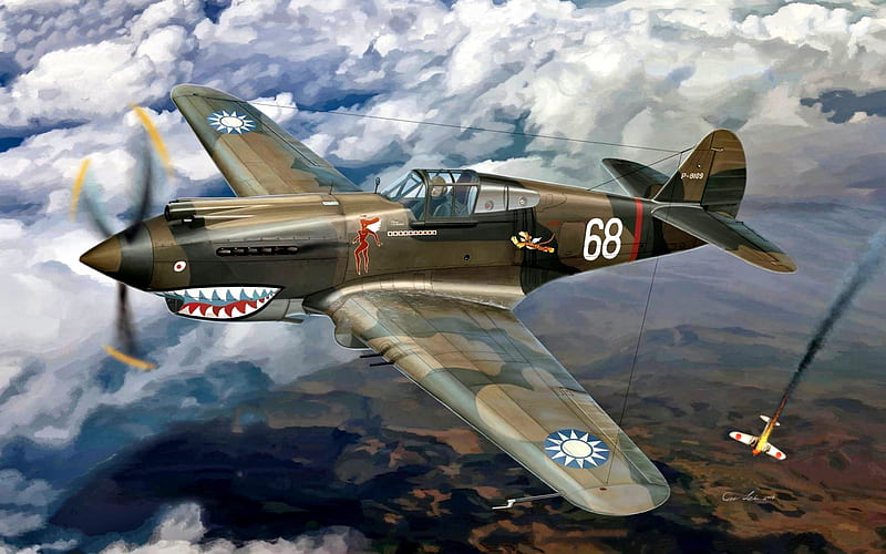 Curtiss P-40 Warhawk, Tomahawk, American fighter, World War II, P-40C, military aircraft, USAF, HD wallpaper