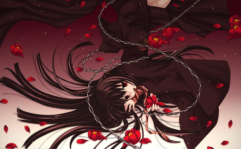 Anime, long hair, girl, black hair, lying down, HD wallpaper | Peakpx