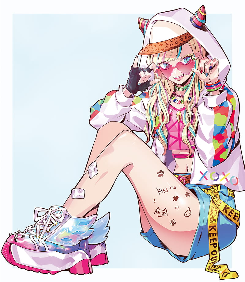 anime girls, anime, simple background, original characters, fashion, TSCR, HD phone wallpaper