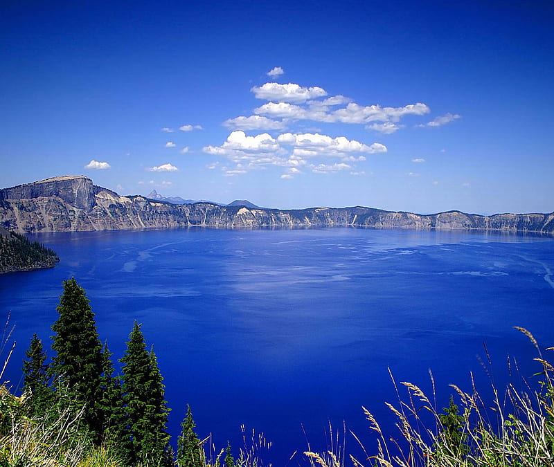 Creater Lake, amazing, blue lake, landscape, nature, sky, water, wild, HD wallpaper