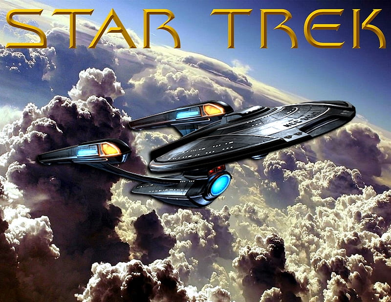 star trek, enterprise, clouds, star fleet, HD wallpaper
