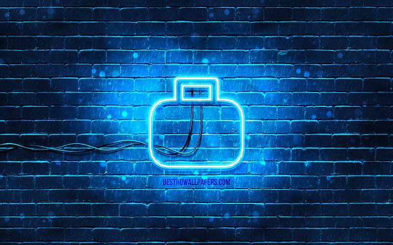 Briefcase neon icon blue background, neon symbols, travel concepts, Briefcase, neon icons, Briefcase sign, travel signs, Briefcase icon, travel icons, HD wallpaper