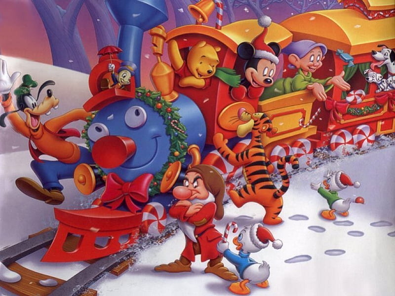 Disney Christmas Train, cartoons, christmas, goofy, walt disney, mikey  mouse, HD wallpaper | Peakpx