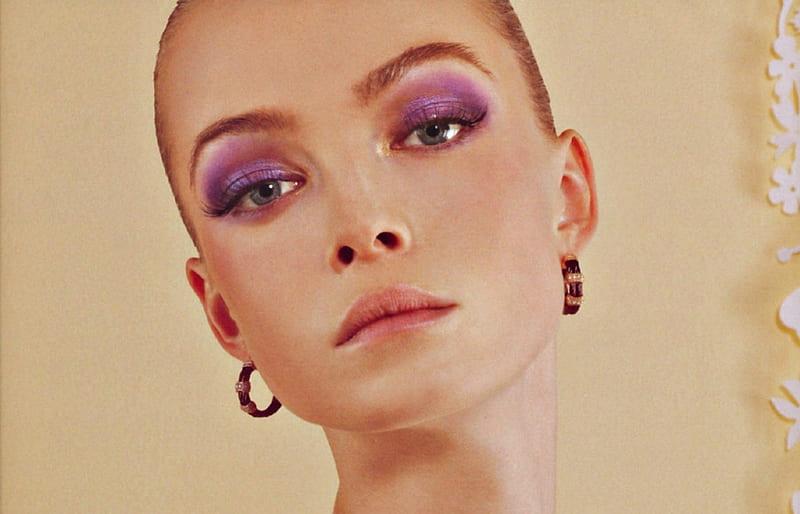 Siri Tollerod, model, dusk, blonde, woman, make-up, girl, purple, vintage, HD wallpaper