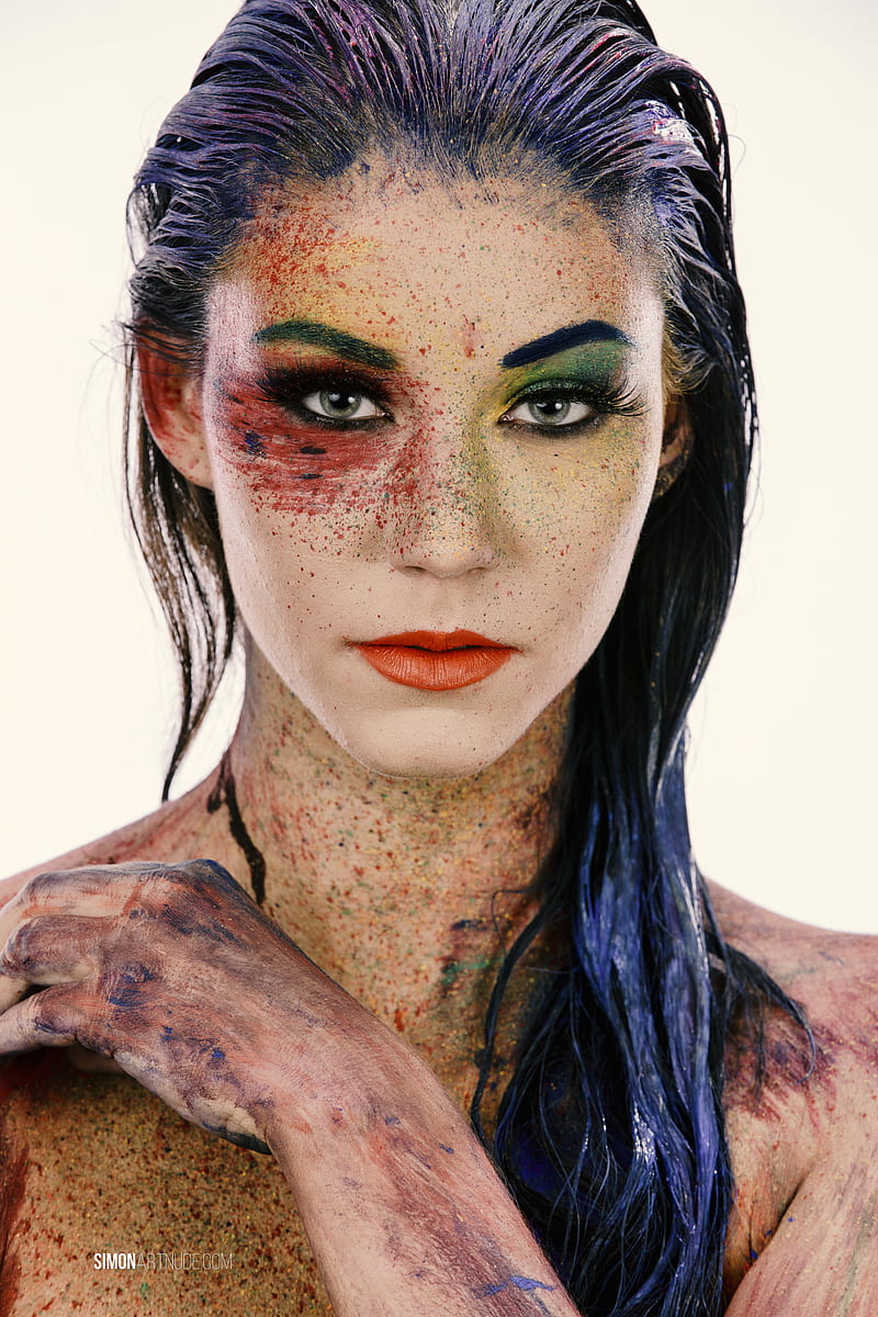 HD wallpaper: women, model, young woman, face paint, body paint