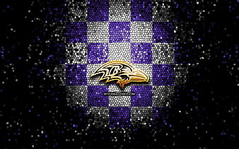 Baltimore Ravens flag, NFL, violet white metal background, american  football team, HD wallpaper