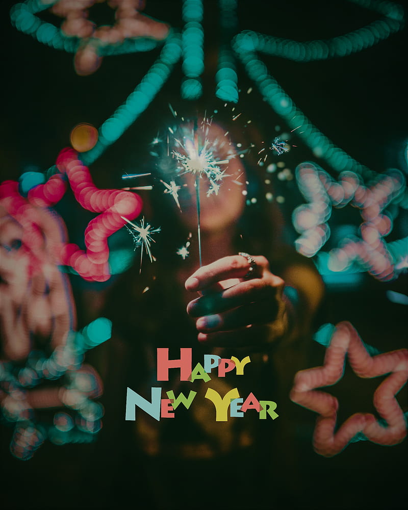 happy new year, colorful, colors, kembang api, HD phone wallpaper