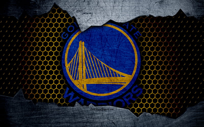 Golden State Warriors logo, NBA, basketball, Western Conference, USA, grunge, metal texture, Northwest Division, HD wallpaper