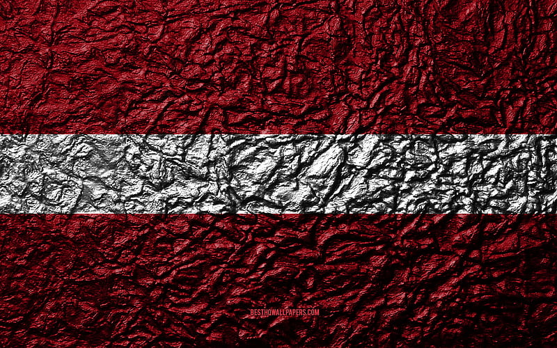 Flag of Latvia stone texture, waves texture, Latvian flag, national symbol, Latvia, Europe, stone background, HD wallpaper