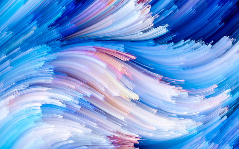 Blue waves 3D art, blue backgrounds, abstract art, abstract waves,  creative, HD wallpaper | Peakpx
