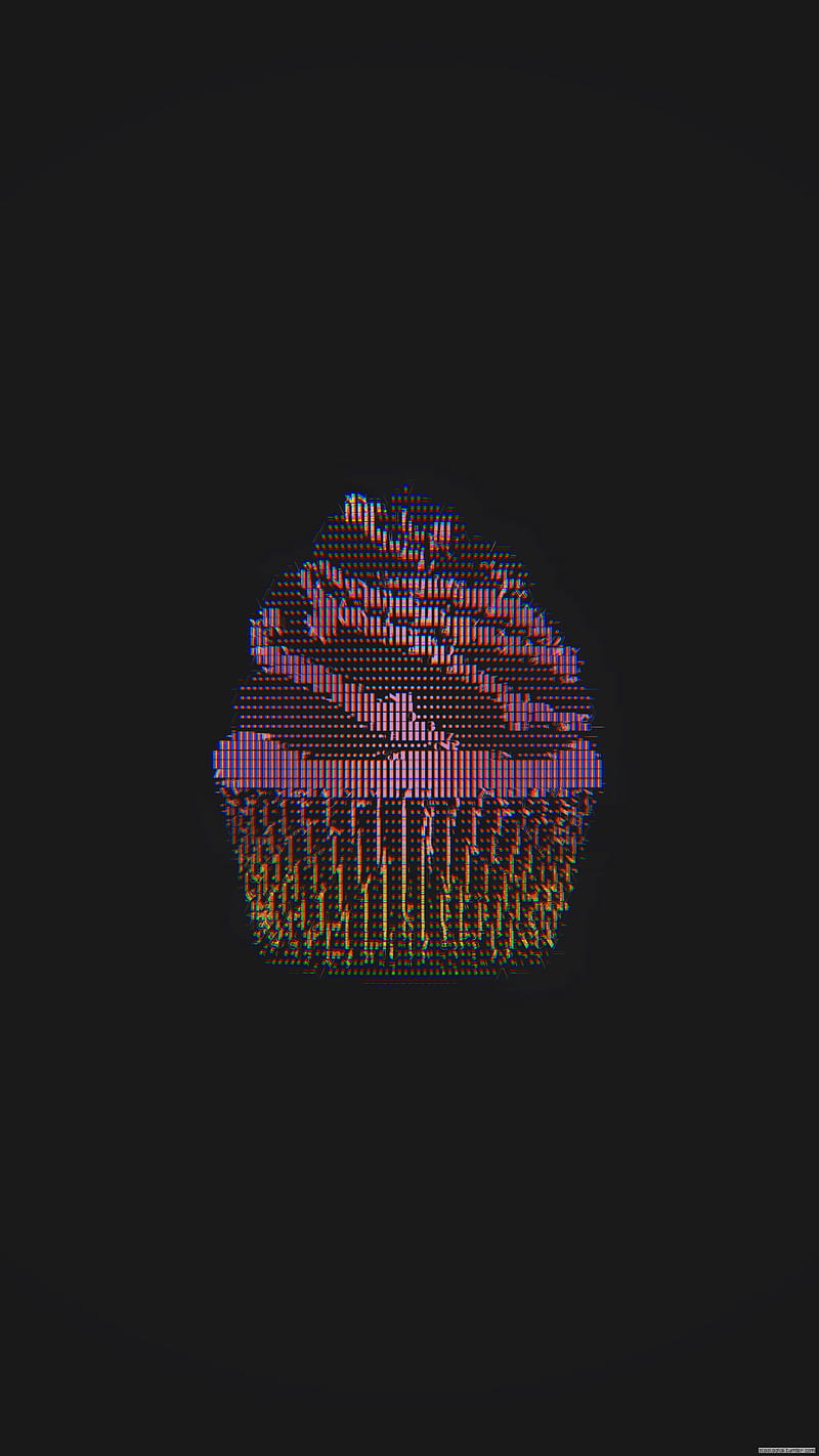 glitch art, abstract, ASCII art, cake, cupcakes, black, neon, HD phone wallpaper