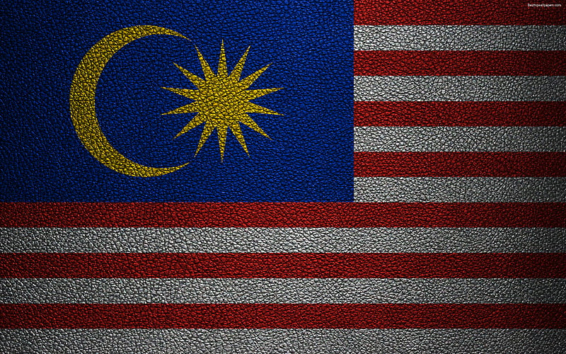 Flag of Malaysia leather texture, Malaysian flag, Asia, world flags, Malaysia, HD wallpaper
