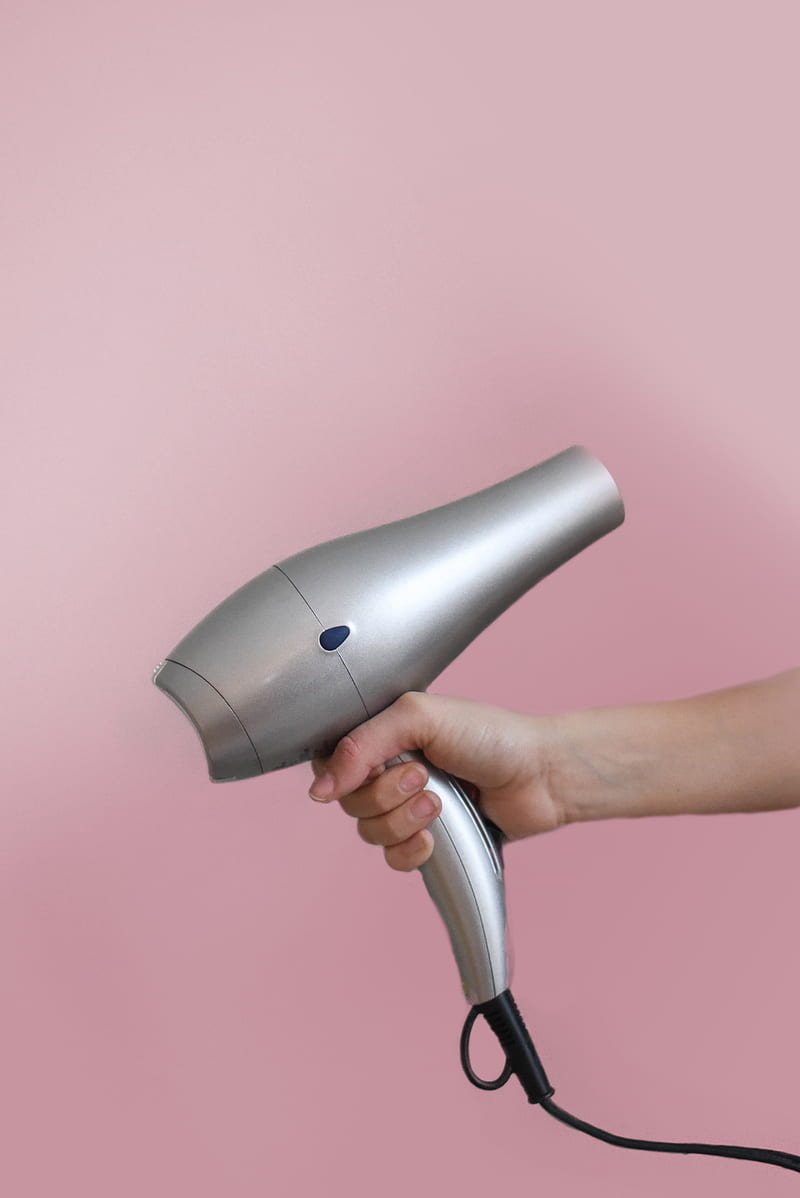 person holding gray corded hair dryer, HD phone wallpaper
