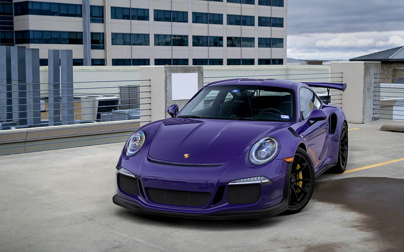 Porsche 911 GT3RS, 2018, purple sports car, black wheels, tuning, sports coupe, Porsche, HD wallpaper