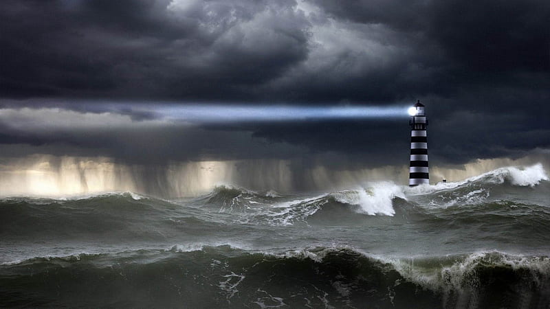 sea storm-PS creative theme design, HD wallpaper