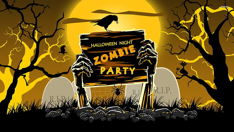Zombie Halloween Party, Halloween, Haunted Nights, Holidays, digital art, HD wallpaper