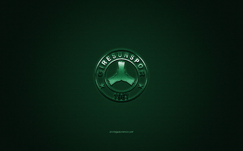 Giresunspor, Turkish football club, 1 Lig, green logo, green carbon fiber background, football, Giresun, Turkey, Giresunspor logo, HD wallpaper