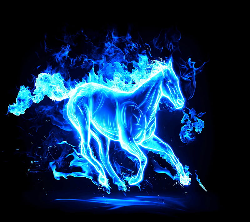 Horse and water splashes blue dark №209295