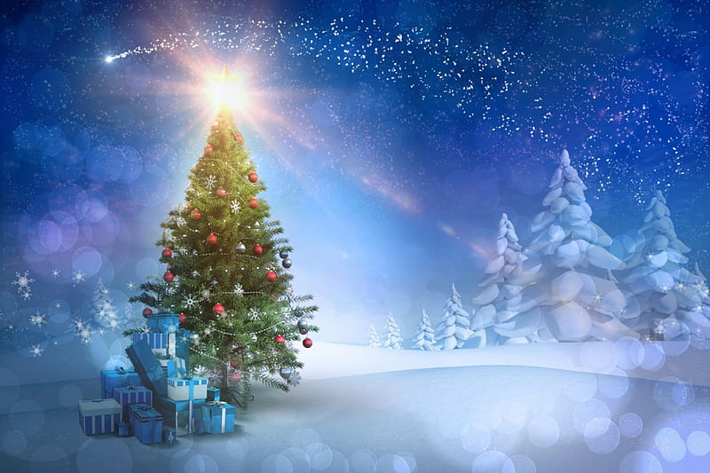 Christmas Tree, christmas, winter time, snowy, xmas, winter, merry christmas, snow, magic christmas, HD wallpaper