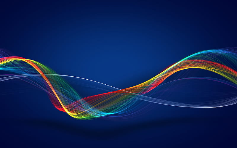 colorful waves abstract waves, creative, curves, blue background, curvilinear, HD wallpaper