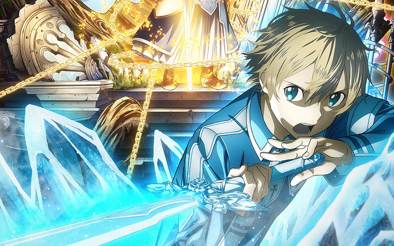 Eugeo, manga, blue sword, artwork, Sword Art Online, HD wallpaper