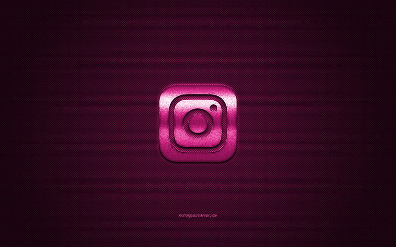 Instagram, social media, Instagram purple logo, purple carbon fiber background, Instagram logo, Instagram emblem, HD wallpaper