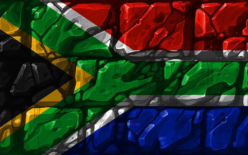South African flag, brickwall African countries, national symbols, Flag of  South Africa, HD wallpaper | Peakpx