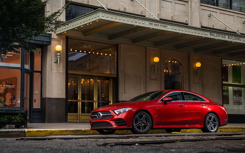 Mercedes-Benz CLS AMG, 2018, front view, red sports sedan, exterior, new red CLS, German cars, Mercedes, HD wallpaper