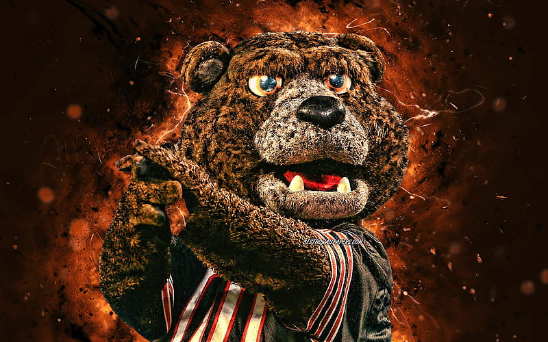 Staley Da Bear mascot, Chicago Bears, american football, NFL, creative, USA, neon lights, Chicago Bears mascot, NFL mascots, official mascot, Staley Da Bear mascot, Staley Da Bear Chicago Bears, HD wallpaper
