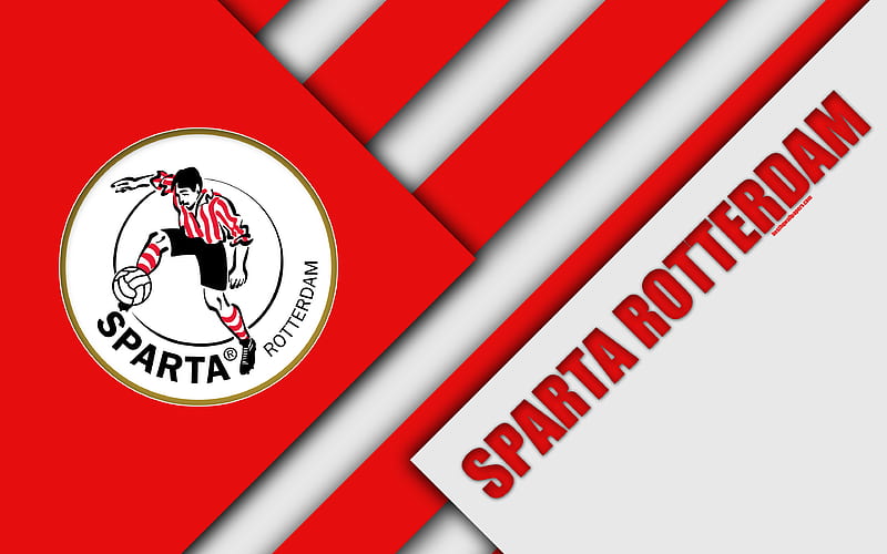 Sparta Rotterdam FC, red white abstraction, emblem material design, Dutch football club, Eredivisie, Rotterdam, Netherlands, football, HD wallpaper