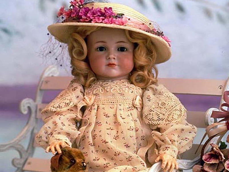 Doll, cute, sweetie, flowers, beauty, baby, hat, HD wallpaper | Peakpx