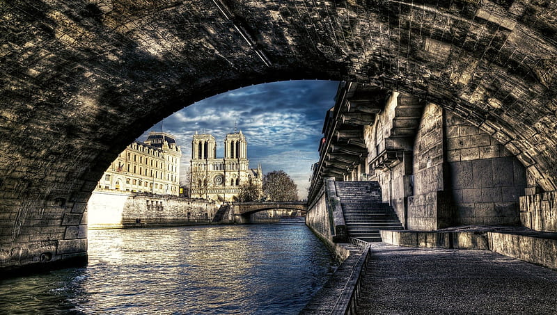 Notre Dame Paris, architecture, cathedrals, cityscapes, nature, rivers, HD wallpaper